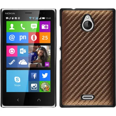 Produktbild von PhoneNatic Case kompatibel mit  Nokia X2 - Hülle bronze Carbonoptik Hard-case + 2 Schutzfolien