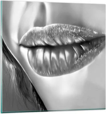 Produktbild von Bilder auf glas - Lippen Gesicht weiblich Lippenstift - 70x70cm - Glasbilder - Wandbilder - Kunstdruck - Wanddekoration aus Glas - Glas Bilder - Wandbild auf Glas - GAC70x70-2266