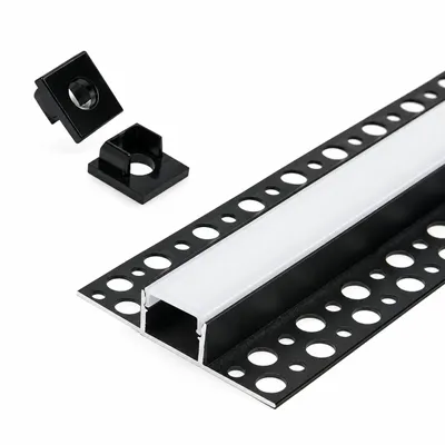 Produktbild von MasterLED LED-Trockenbauprofil 2 m Schwarz für Gipskarton mit opaler Abdeckung