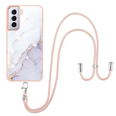 Obrázek produktu pro Pouzdro s řemínkem pro Samsung Galaxy S21 5G, měkké TPU nárazník, ochranné pouzdro, s nastavitelným popruhem Bílý