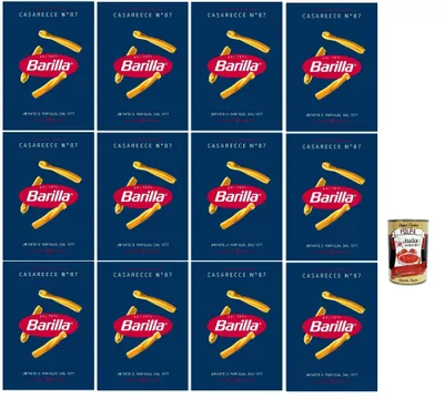 Produktbild von Barilla Casarecce N.87 – 12×500 g Hartweizenpasta, gedrehte Röhren für Saucen & Ofengerichte, al dente in 12 Min., hergestellt in Italien + Italian Gourmet polpa