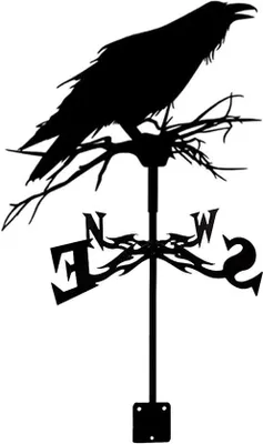 Productafbeelding van Metalen windwijzer ornament - Windrichtingaanwijzer tuin - Tuindecoratie buiten - Roestvrij staal - 35 x 50 cm - Zwart