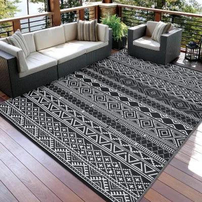 Image de Tapis d'extérieur réversible et étanche, idéal pour le camping et le jardin