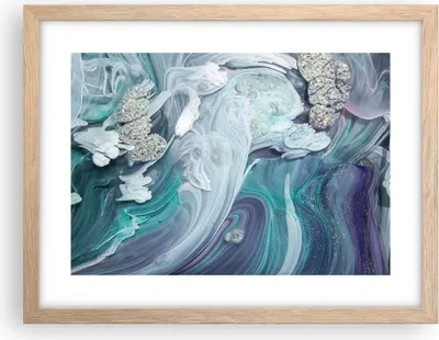 Produktbild von Gerahmtes Poster - Rahmen in heller Eiche - Abstraktion dreidimensional blau - 40x30 cm - Wand Bild - Wanddeko - Wandbilder - Kunstposter - Wandposter - Bilderrahmen - Bilder - P2NAA40x30-4726