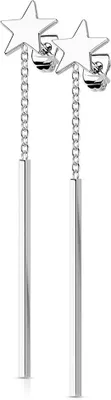 Produktbild von Lange Stab Ohrringe Stern Silber