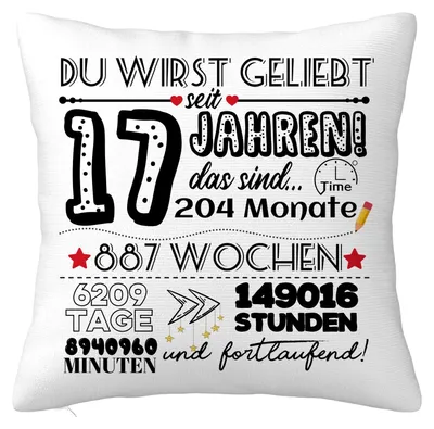 Produktbild von Kissenbezug als Geburtstagsgeschenk für eine 17-Jährige, 45 x 45 cm