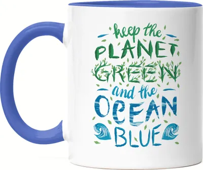 Produktbild von Keep The Planet Green And The Ocean Blue Tasse Blau Umwelt-Verschmutzung Fußabdruck Erde