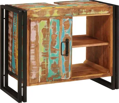 Image de Meuble sous évier avec étagère Multicolore Bois Recyclé Solide