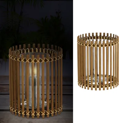 Produktbild von WIndlicht Rattan natur Glaseinsatz Kerzen Teelichter H20cm Laterne Kerzentständer Dekoleuchte