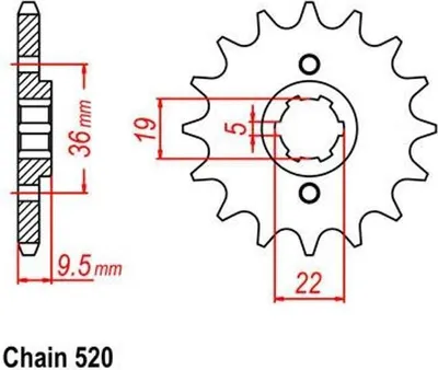 Produktbild von Ritzel 14Z Teilung 520 Front sprocket für HONDA CR 480 R PE020 1982-1983