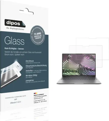Produktbild von 2x Schutzfolie für HP ZBook X G1i matt - Anti-Shock 9H Folie dipos Glass Kunststoffglas