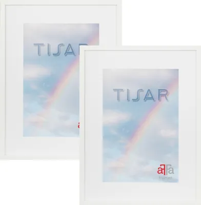 Produktbild von aFFa frames,  Tisar, Bilderrahmen aus Holz, rechteckig, mit Acrylglasfront, Weiß, 29,7x42 cm, 2er Set