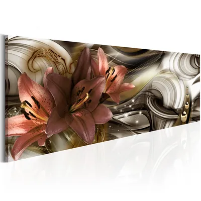 Image de Tableaux abstraits représentant des fleurs, dimensions 135x45 cm, 1 pièce – Tableaux modernes sur toile, impressions sur toile, décoration murale pour chambre, référence b-A-0277-b-b