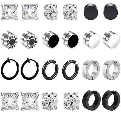 Produktbild von Solidchoice – Set mit 12 magnetischen Ohrringen, keine Ohrlöcher erforderlich
