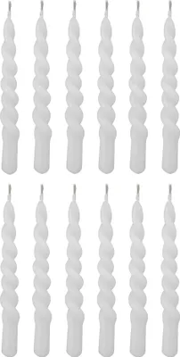 Image de Bougie Twist de Bloomingville, blanche, en paraffine, lot de 12