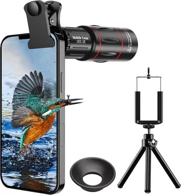Produktbild von Telelens für Android und iPhone, Kräftige Telefotolinsen mit Stativ, für die meisten Smartphones geeignet