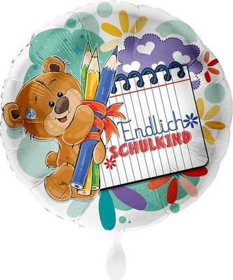 Produktbild von Folienballon zum Schulstart endlich Schulkind Teddy 43cm