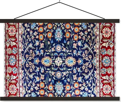 Produktbild von MuchoWow® Textilposter Perserteppich - Teppich - Muster - Blau 120x80 cm mit schwarzem Rahmen - Wanddeko