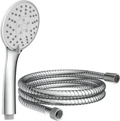 Immagine prodotto di Set doccetta SCHÜTTE NAPOLI, soffione con tubo flessibile, doccetta con 3 modalità di getto e funzione di risparmio idrico, soffione doccia, soffione doccia cromato