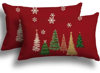 Immagine prodotto di Cuscini decorativi natalizi, set da 2, 30x50 cm, tessuto misto lino, decorazioni invernali