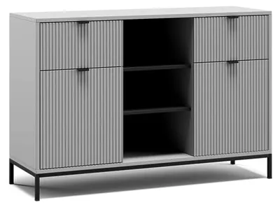 Produktbild von Kommode Eliza, Grau, 120 x 81,2 cm mit 2 Schubladen und 2 Türen