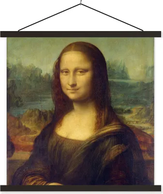 Produktbild von MuchoWow® Textilposter Mona Lisa - Leonardo da Vinci 60x60 cm mit schwarzem Rahmen - Posteraufhänger