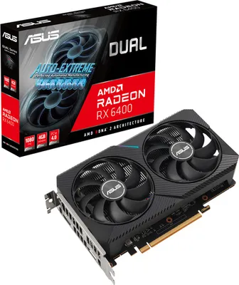 Produktbild von ASUS Dual -RX6400-4G, Radeon RX 6400, 4 GB, GDDR6, PCI Express x16 4.0, 2 Lüfter