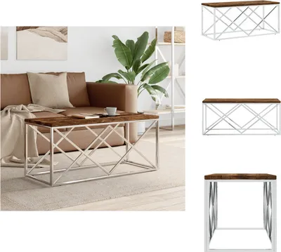 Produktbild von vidaXL Couchtisch Edelstahl und Altholz Massiv -  Couchtische