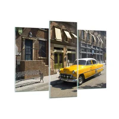 Produktbild von Bilder auf glas - Amerikanisches auto klassisch stadt - 130x100cm - Glasbilder - Wandbilder - Kunstdruck - Wanddekoration aus Glas - Glas Bilder - Wandbild auf Glas - GCB130x100-2569