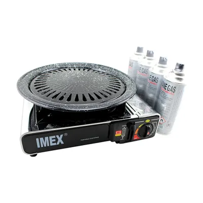 Obrázok produktu pre Sada plynového kempingového variča Imex v kufríku s grilovacou doskou a 4 plynovými kartušami
