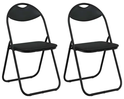 Produktbild von vidaXL Klappstuhl 2 pcs Schwarz 48 x 43,5 x 81 cm Kunstleder