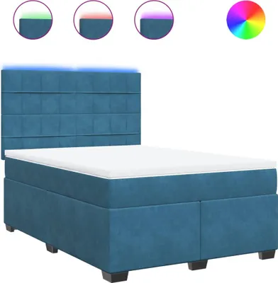 Produktbild von vidaXL Boxspringbett mit Matratze Blau 140x190 cm Samt