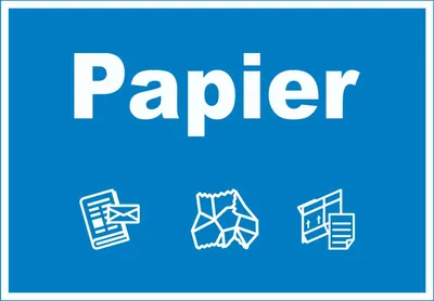 Produktbild von Papier Mülltrennung Schild Text Symbol Karton waagerecht A5 Rückseite selbstklebend