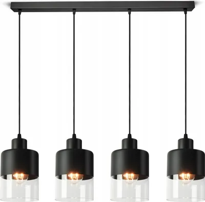 Produktbild von LUXOLAR - Pendelleuchte Schwarz 4 flammig, Hängelampe mit getöntes Glas E27 60 W - Deckenleuchte für Wohnzimmer, Küchen - Modern Design
