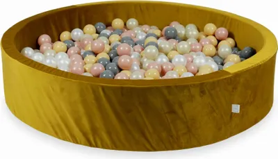 Image de Piscine à balles 600 pièces 130x30 velours or : beige, or rose, or clair, perle, gris