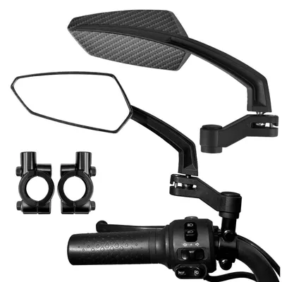 Immagine prodotto di Specchio per bicicletta, 1 paio, rotazione a 360°, alta definizione, ampio angolo di visione, per e-bike, mountain bike, bici da corsa, scooter, colore nero