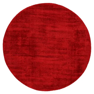 Image de carpetfine Tapis en viscose rond Ava Rouge Ø 160 cm | Tapis moderne pour le salon et la chambre à coucher