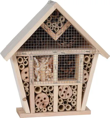 Immagine prodotto di Hotel per insetti in legno per insetti volanti, api, coccinelle, farfalle, mosche da appendere 25 x 10 x 29 cm