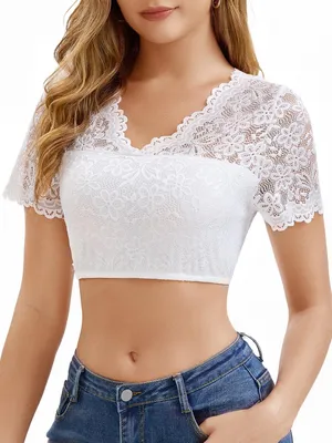 Zdjęcie produktu dla Elegancka bluzka do sukienki Dirndl z dekoltem w kształcie litery V i koronką