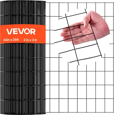 Produktbild von VEVOR Gartenzaun, 61 cm x 7,62 m, Maschenweite 5,08 x 7,62 cm, φ1,52 mm verzinkter Stahldrahtzaun für Hühner & Kaninchen, vinylbeschichteter Gitterzaun für Tiergehege, Käfigdraht, Gartenzäune
