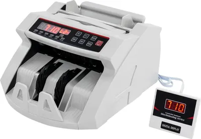 Immagine prodotto di Contatrice di banconote - Contatrice di banconote - Rilevamento banconote false IR - Display LED - Alimentazione frontale - Min. 900 banconote/min - Capacità 200 banconote - Spina UE - Bianco