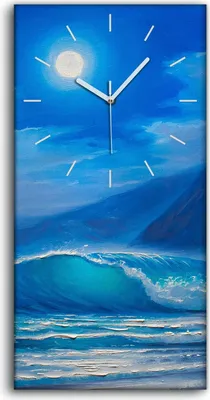 Produktbild von Wandbild Leinwand Bilder Wanduhr 30x60 Nachtsturm auf dem Meer welle Malerei - weiße Hände