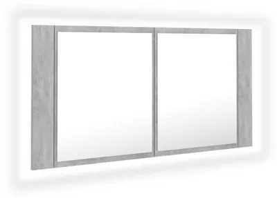Produktbild von Spiegelschrank mit RGB LED Beleuchtung Badschrank Badezimmerschrank Wandspiegel Badspiegel für Bad Badezimmer mit Ablagefächern 90x12x45 cm Betongrau