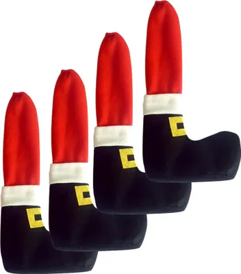 Image de Lot de 4 housses pour pieds de chaise et de table Elfen-Père Noël Décoration de table de Noël Nouveauté