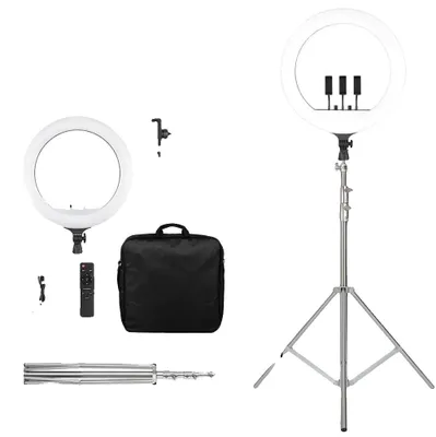 Image de Ringlight, luminosité réglable, rotation à 360°, 135 cm, couleur noire