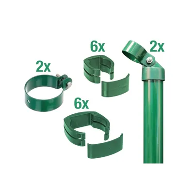 Image de Alberts 601638 Kit de raccordement d'un portail en treillis ondulé à une clôture verte en treillis, kit, 2s, phosphaté zinc zE, , Ø du poteau de portail : 72 mm, hauteur de la clôture : 81 cm