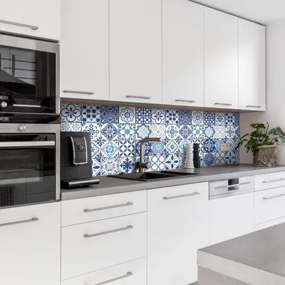 Produktbild von Dedeco Küchenrückwand Motiv: Fliesen V1, 5mm Hartschaum Kunststoffplatte PVC als Spritzschutz Küchenwand Wandschutz wasserfest, inkl. UV-Lack matt, alle Untergründe, 280 x 60 cm
