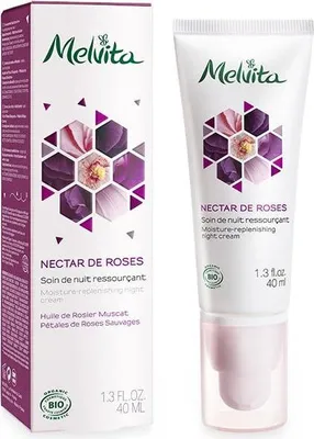 Produktbild von Melvita Organic Hydrating Night Cream, Nachtcreme, Frauen, trockene Haut, normale Haut, Gesicht, Hals, Energiespendend, Feuchtigkeitsspendend, Feuchtigkeitsspendend, Revitalisierend, Weichmachend, 40 ml