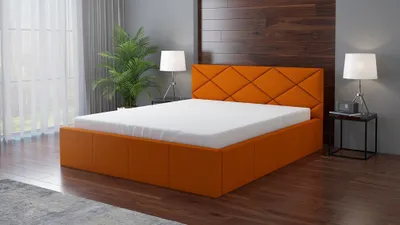 Produktbild von Polsterbett VIGI 160 x 200 mit Matratze und Bettkasten. Farbe: Orange