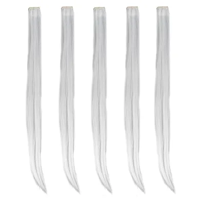Produktbild von 5er Set Farbige Haarclips – Cosplay Haarverlängerung glattes Haar Strähnen für Frauen Party & Styling Zubehör Weiß